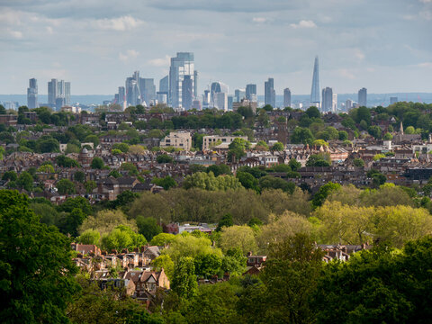 UK, England, London, City skyline frm Ally Pally