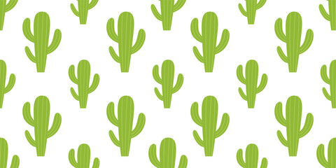 Cactus seamless pattern on white background vector illustration for textile, fabric, wrapping paper.