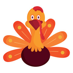 Isolated cute turkey bird character Vector