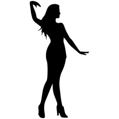 Silhouettes of beautiful girl