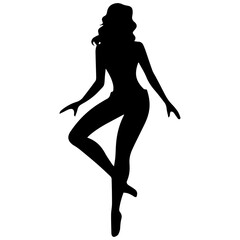 Silhouettes of a beautiful girl