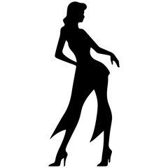 Silhouettes of beautiful girl