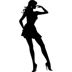 Silhouettes of beautiful girl