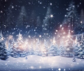 Naklejka premium Winter background with fir trees and snow