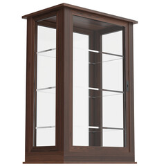 3D rendering illustration of a wooden display cabinet