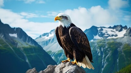 Fototapeta premium A breathtaking shot of an eagle in its natural habitat, showing its majestic beauty and strength.