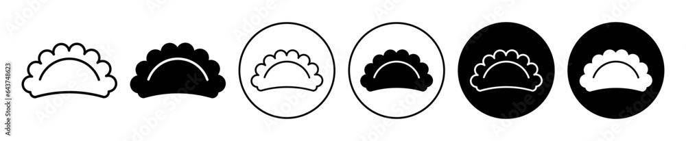 Wall mural Jiaozi icon set. empanada gyoza dumpling vector symbol. pierogi food sign in black filled and outlined style.