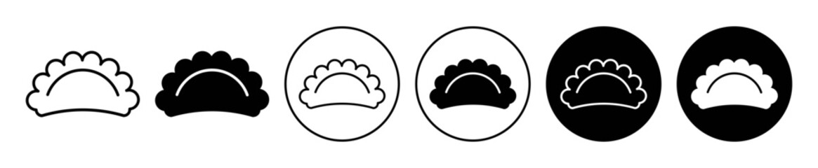 Jiaozi icon set. empanada gyoza dumpling vector symbol. pierogi food sign in black filled and outlined style.