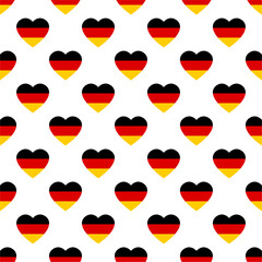 Seamless pattern heart icon with colors of Germany flag,flat design isolated on white background vector illustration.