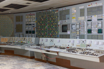 Control room of soviel nuclear station in Chernobyl.
