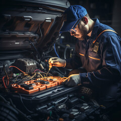 mechanic working in car
