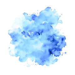 Blue watercolor splash isolated on white background. Abstract illustration.