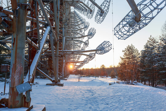 Winter view of soviet radar station Duga.