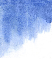 Blue watercolor abstract vertical background with texture of granulated paint
