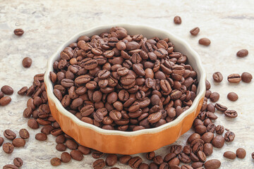 Roasted coffee bean in the bowl