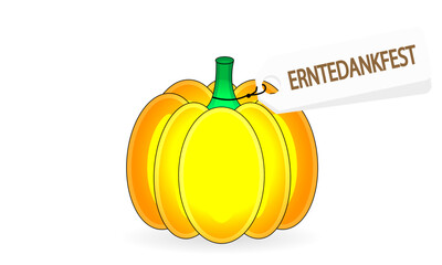 Erntedankfest German harvest festival pumpkin, vector art illustration.