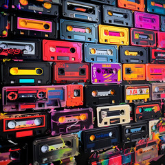 background with cassette tapes