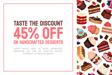 Delicious Dessert Food Banner Design with Sweet Pastry Vector Template