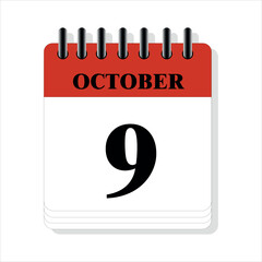 October 9 calendar date design
