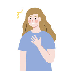 Surprised Young woman. Girl shocked with open mouth. Reaction, emotion concept. Flat character vector design isolated Illustration.