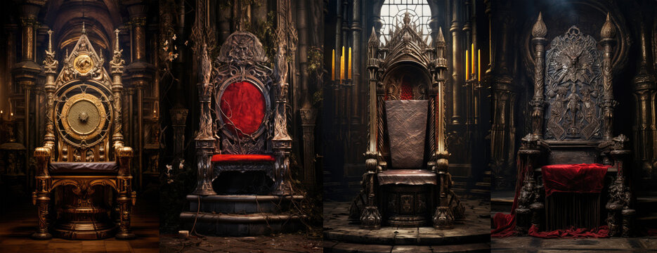 set of medieval fantasy thrones. 