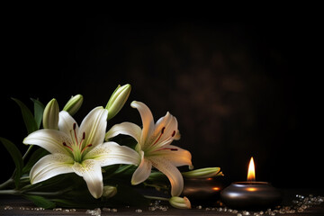 Spa Concept, candles and orchid
