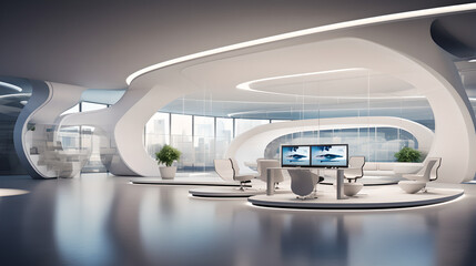 Obraz premium The Future of Workspace: Advanced AI and Sleek Design - Generative Art