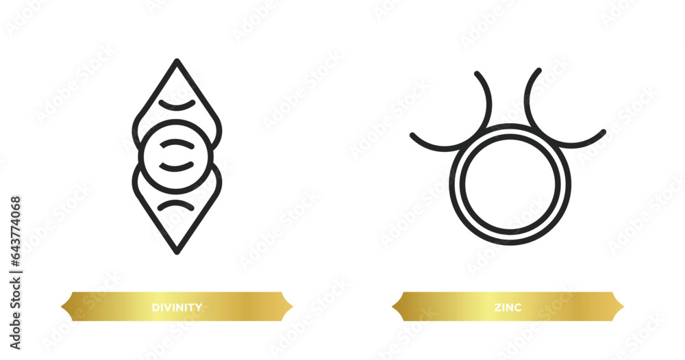 Poster two editable outline icons from zodiac concept. thin line icons such as divinity, zinc vector.