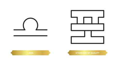 two editable outline icons from zodiac concept. thin line icons such as libra, standard of quality vector.