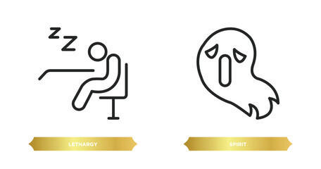 two editable outline icons from zodiac concept. thin line icons such as lethargy, spirit vector.
