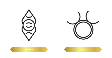 two editable outline icons from zodiac concept. thin line icons such as divinity, zinc vector.