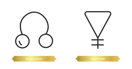 two editable outline icons from zodiac concept. thin line icons such as coagulation, soapstone vector.