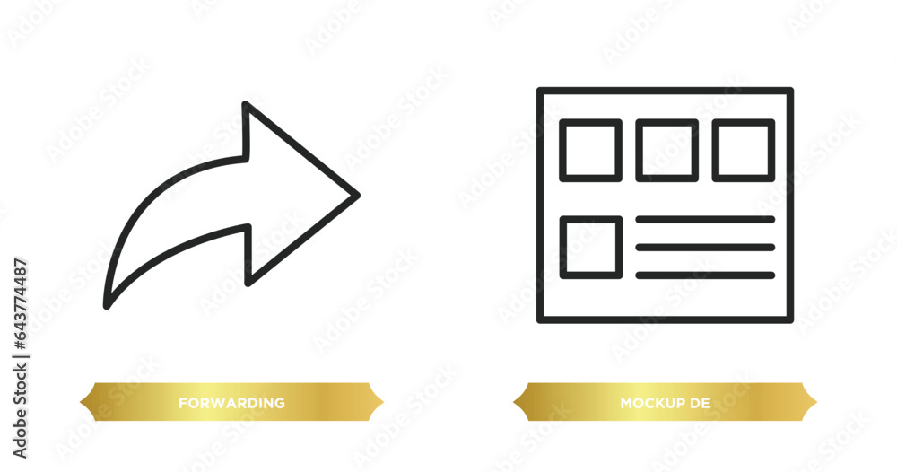 Poster two editable outline icons from web hosting concept. thin line icons such as forwarding, mockup de v