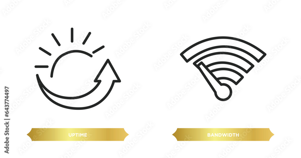 Poster two editable outline icons from web hosting concept. thin line icons such as uptime, bandwidth vecto