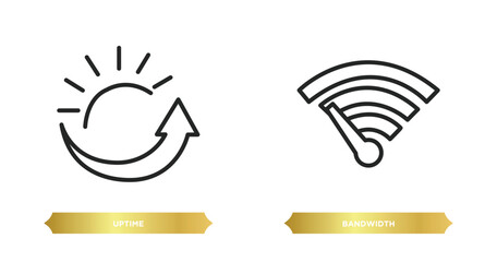 two editable outline icons from web hosting concept. thin line icons such as uptime, bandwidth vector.