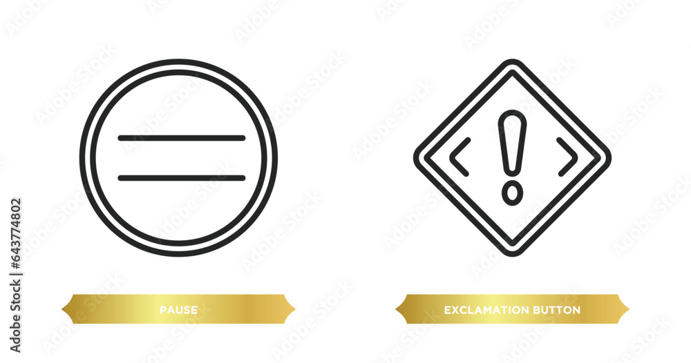 Poster two editable outline icons from user interface concept. thin line icons such as pause, exclamation b