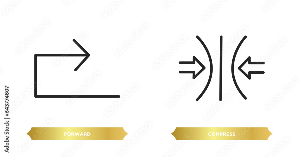 Poster two editable outline icons from user interface concept. thin line icons such as forward, compress ve