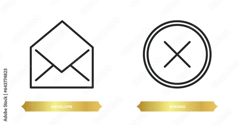 Poster two editable outline icons from user interface concept. thin line icons such as envelope, wrong vect