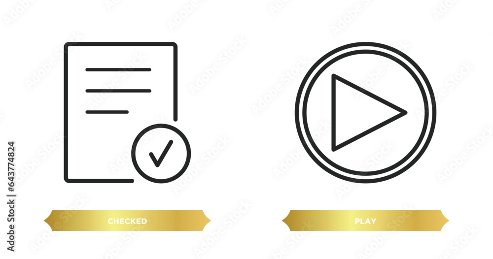 Poster two editable outline icons from user interface concept. thin line icons such as checked, play vector