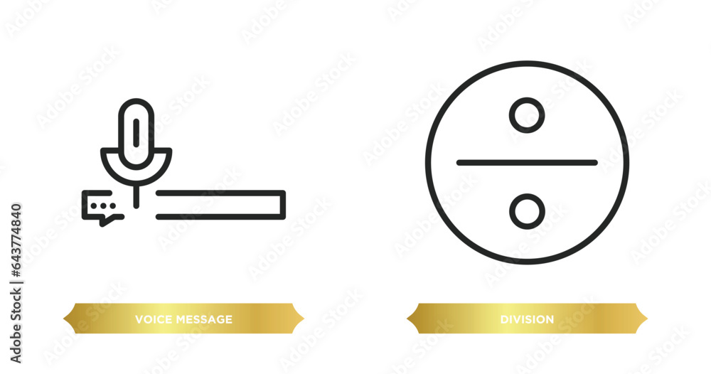 Poster two editable outline icons from user interface concept. thin line icons such as voice message, divis