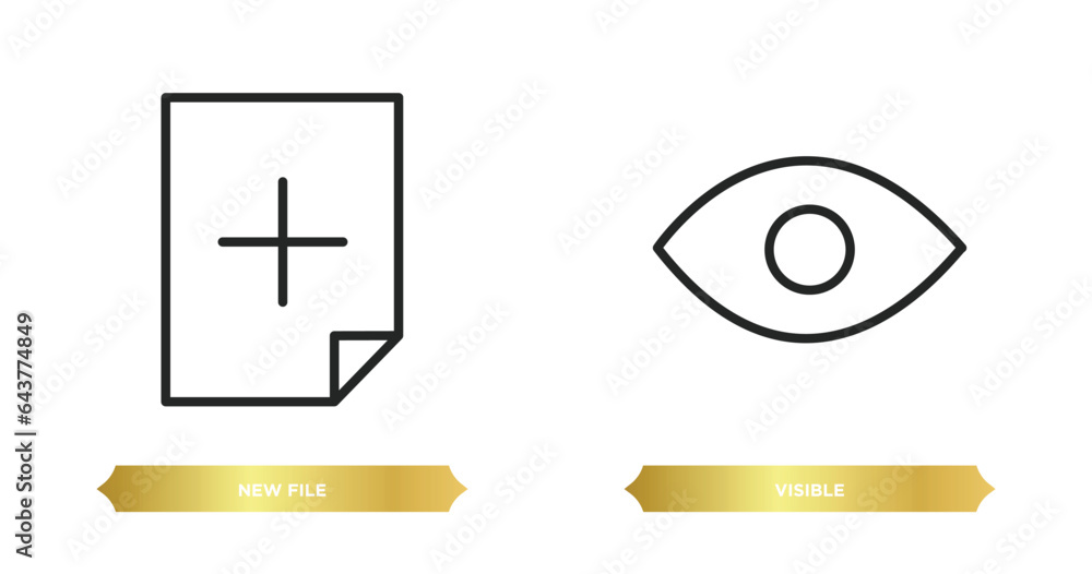 Poster two editable outline icons from user interface concept. thin line icons such as new file, visible ve