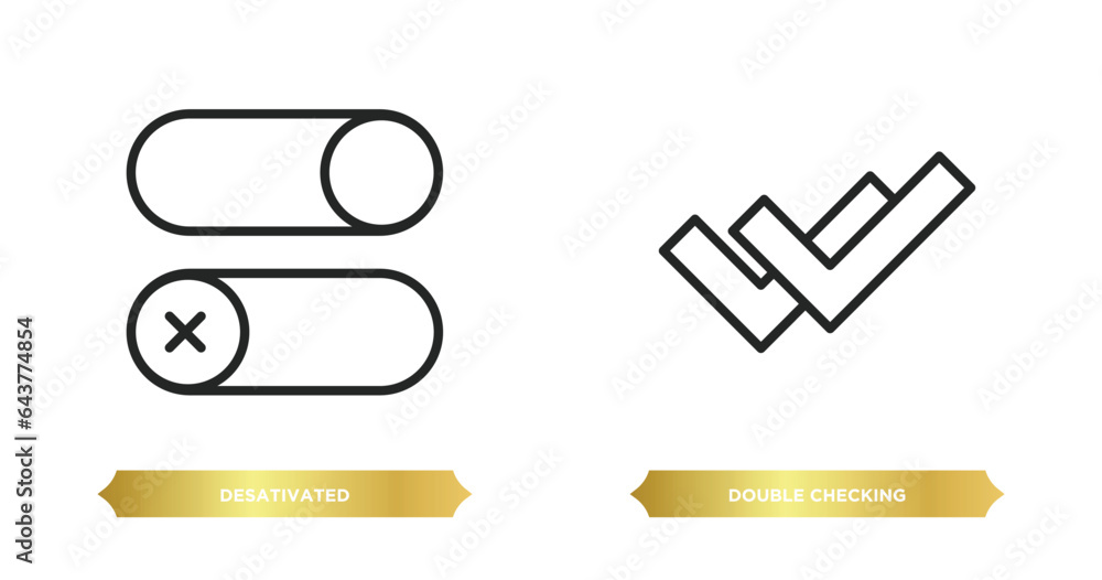 Poster two editable outline icons from user interface concept. thin line icons such as desativated, double 
