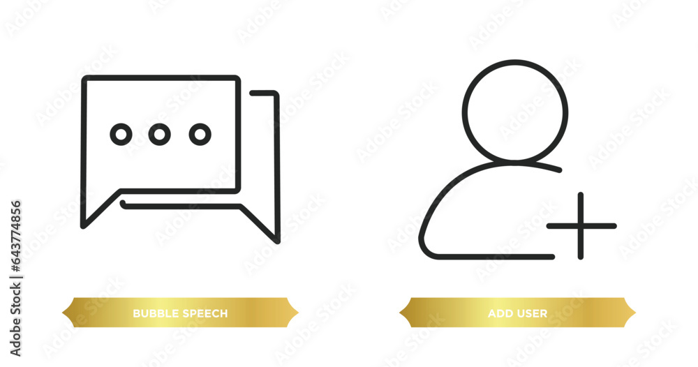 Poster two editable outline icons from user interface concept. thin line icons such as bubble speech, add u
