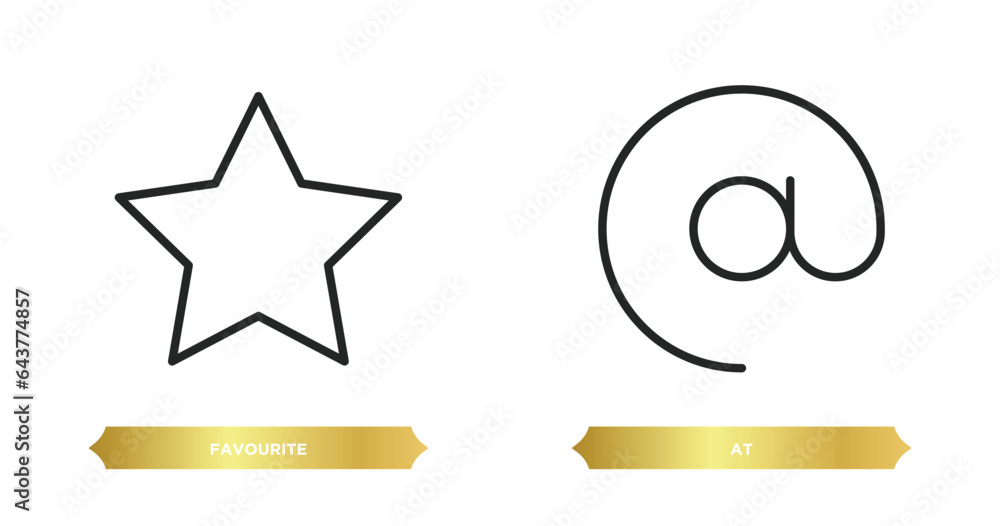 Poster two editable outline icons from user interface concept. thin line icons such as favourite, at vector