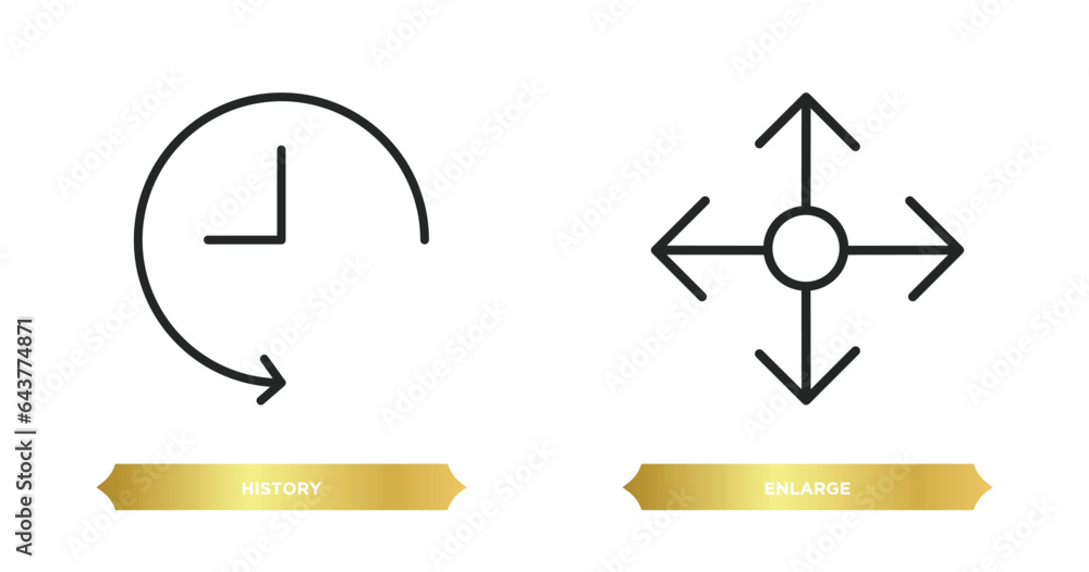 Poster two editable outline icons from user interface concept. thin line icons such as history, enlarge vec