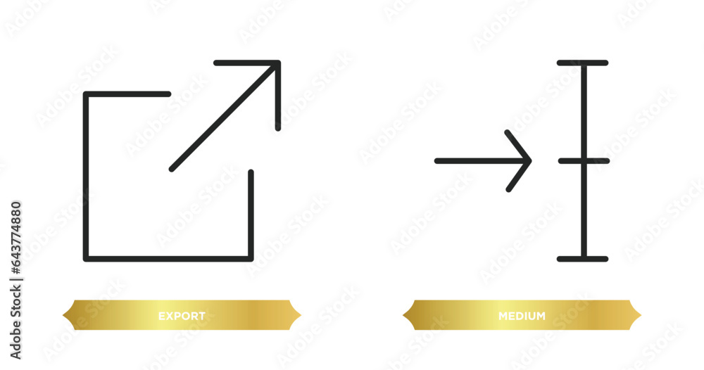 Poster two editable outline icons from user interface concept. thin line icons such as export, medium vecto
