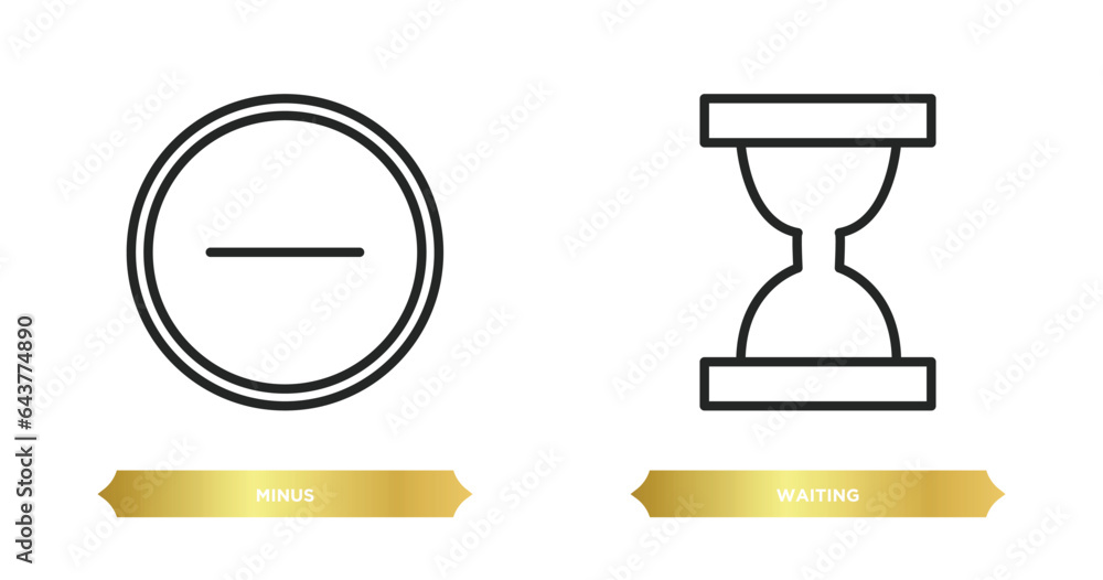 Poster two editable outline icons from user interface concept. thin line icons such as minus, waiting vecto
