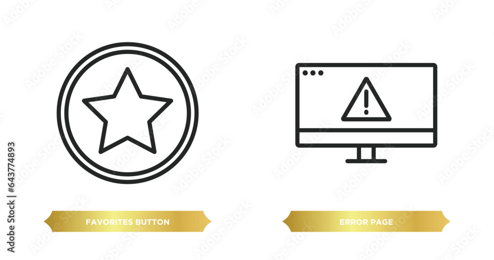 Aufkleber two editable outline icons from user interface concept. thin line icons such as favorites button, er