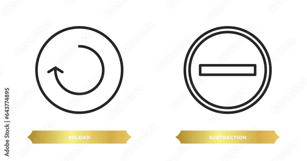 Poster two editable outline icons from user interface concept. thin line icons such as reload, subtraction 