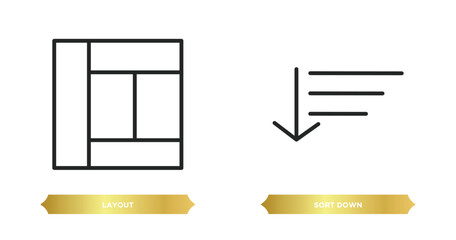 Obraz premium two editable outline icons from user interface concept. thin line icons such as layout, sort down vector.